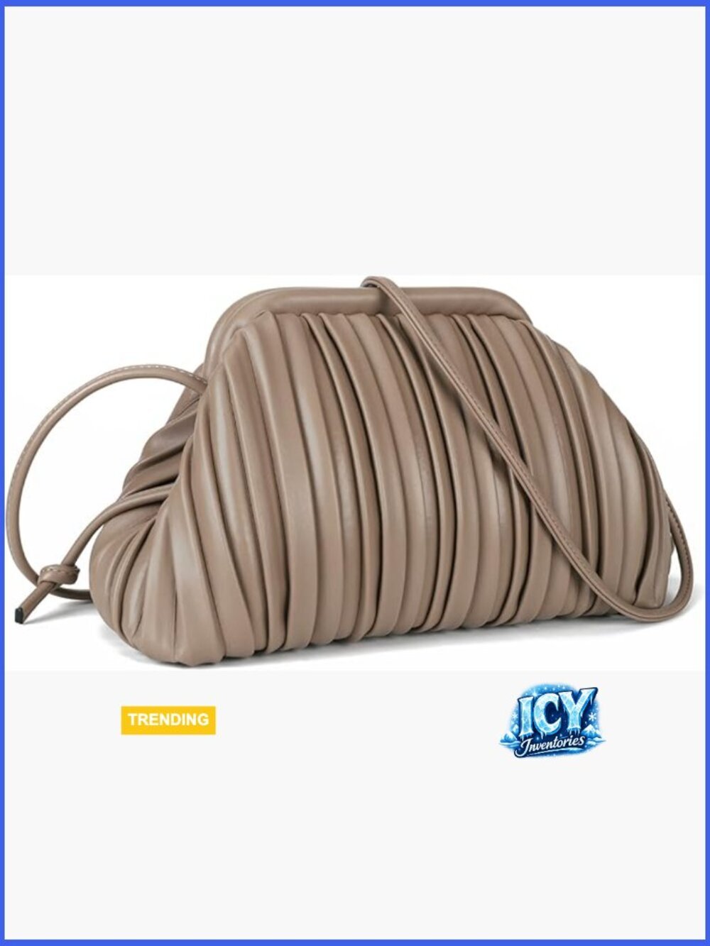 PU Leather Clutch with Detachable Shoulder Strap, Cloud Handbag